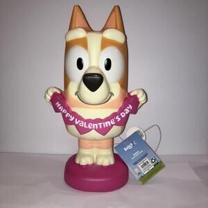 Bluey Bingo Lighted Blow Mold 14” Valentine’s Day with Cut Out Hearts NEW